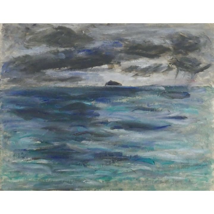 Arthur or Albert Runquist ''Seascape'' Oil on Paper 18''x21.5''