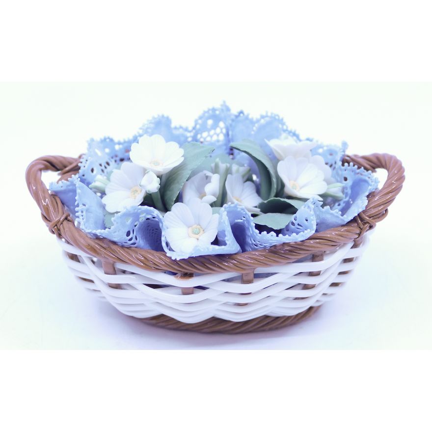 Lladro Porcelain Flower Basket With Box - 1.552