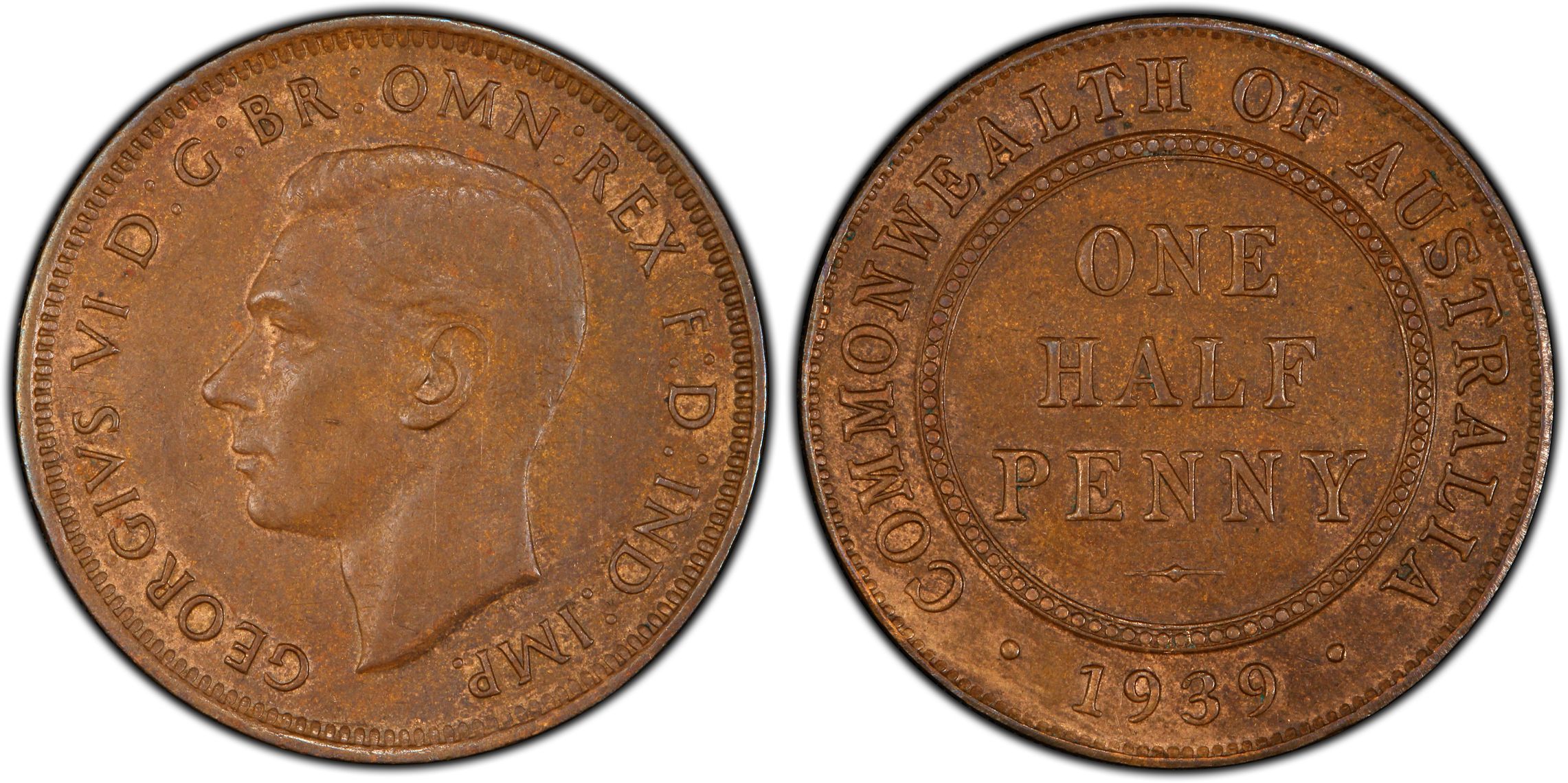 Halfpenny, 1939, PCGS AU58BN