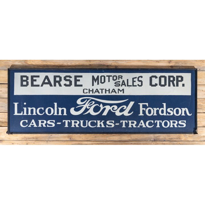 NOS 9' Ford Lincoln Fordson Cars-Trucks-Tractor Large Single Sided Framed Metal Smaltz Sign TAC 9.5