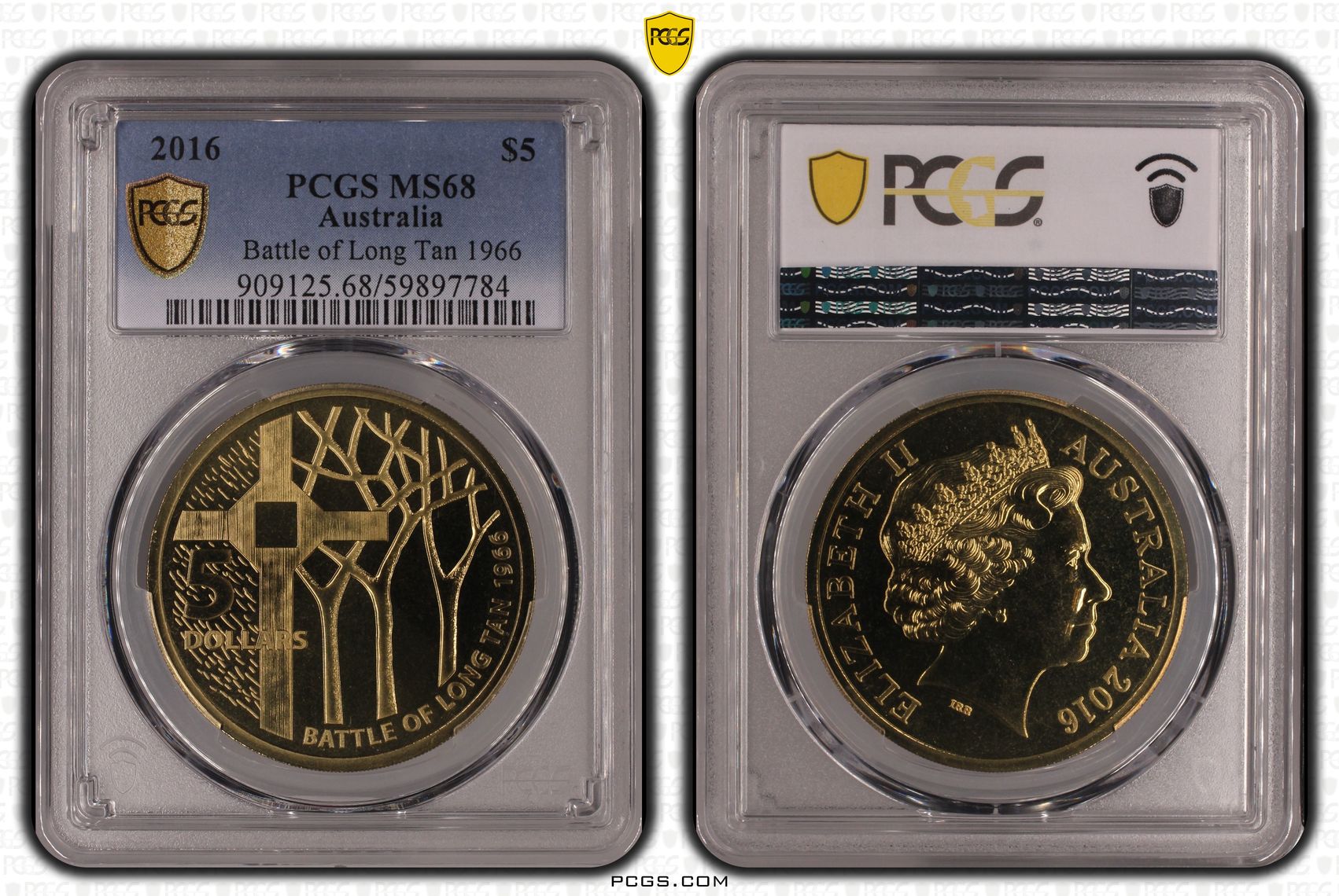 Battle of Long Tan 1966, Five Dollar, 2016, PCGS MS68