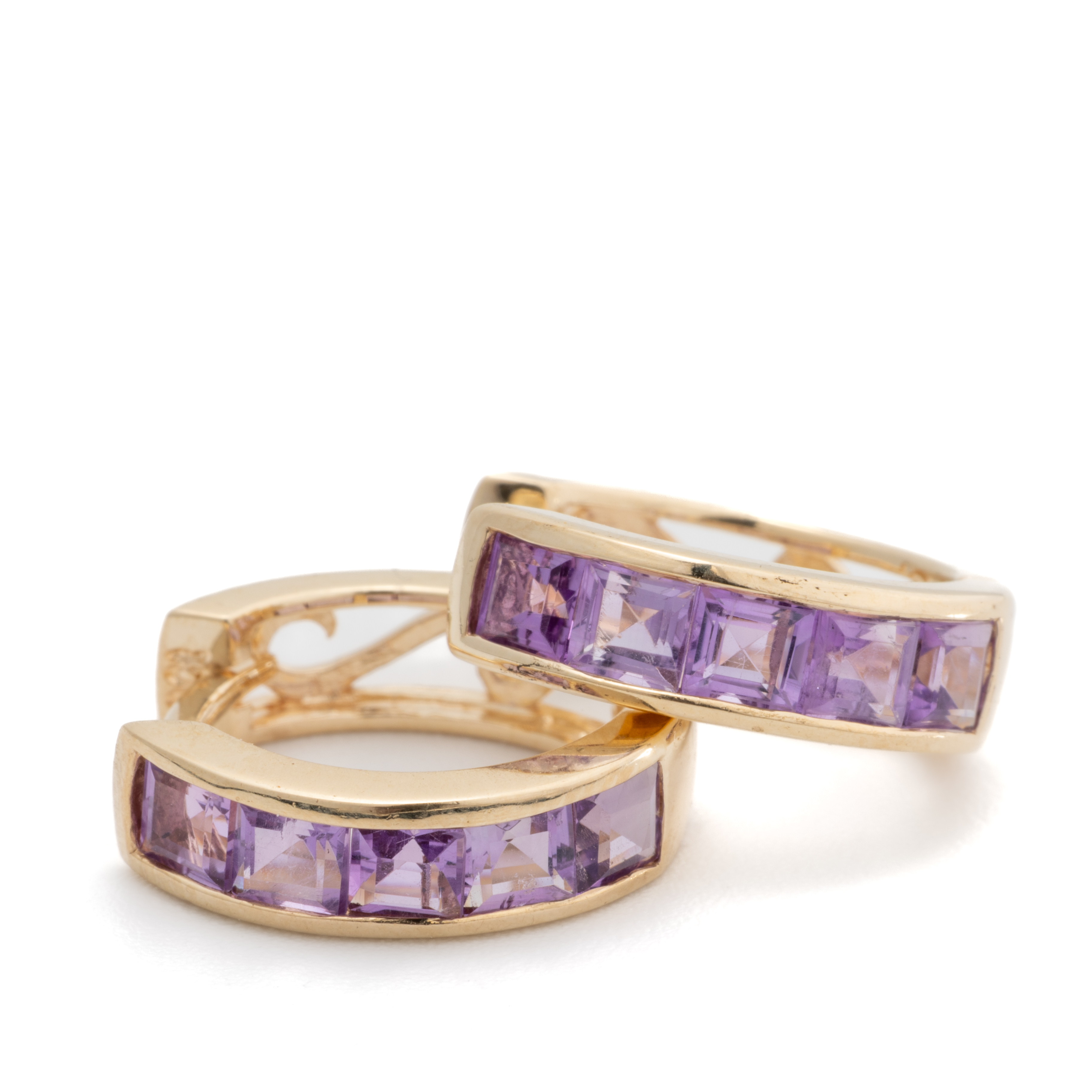13 · Amethyst 9ct Gold Hoop Earrings