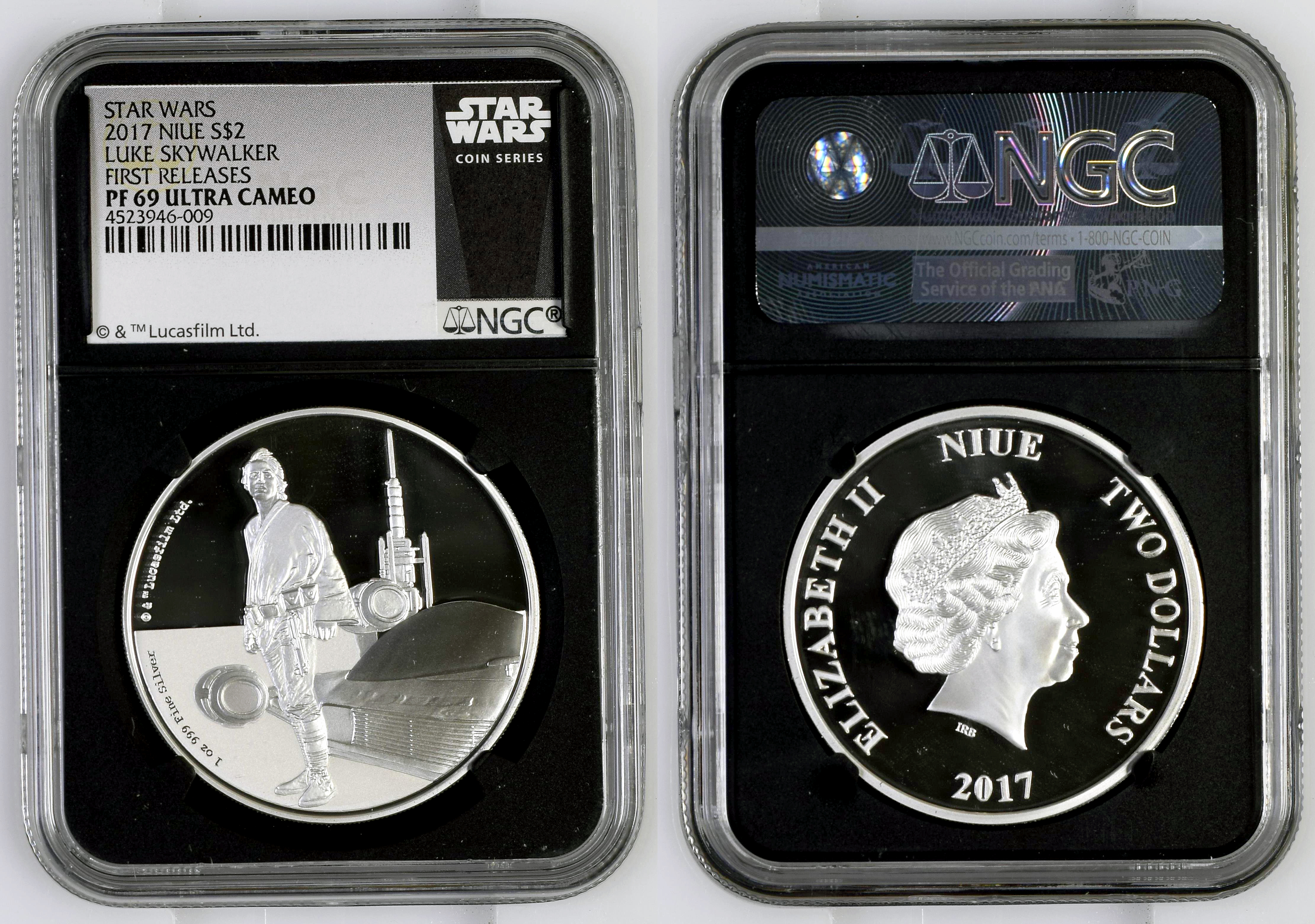 Niue, Luke Skywalker, Two Dollar, 2017, NGC PF 69 ULTRA CAMEO