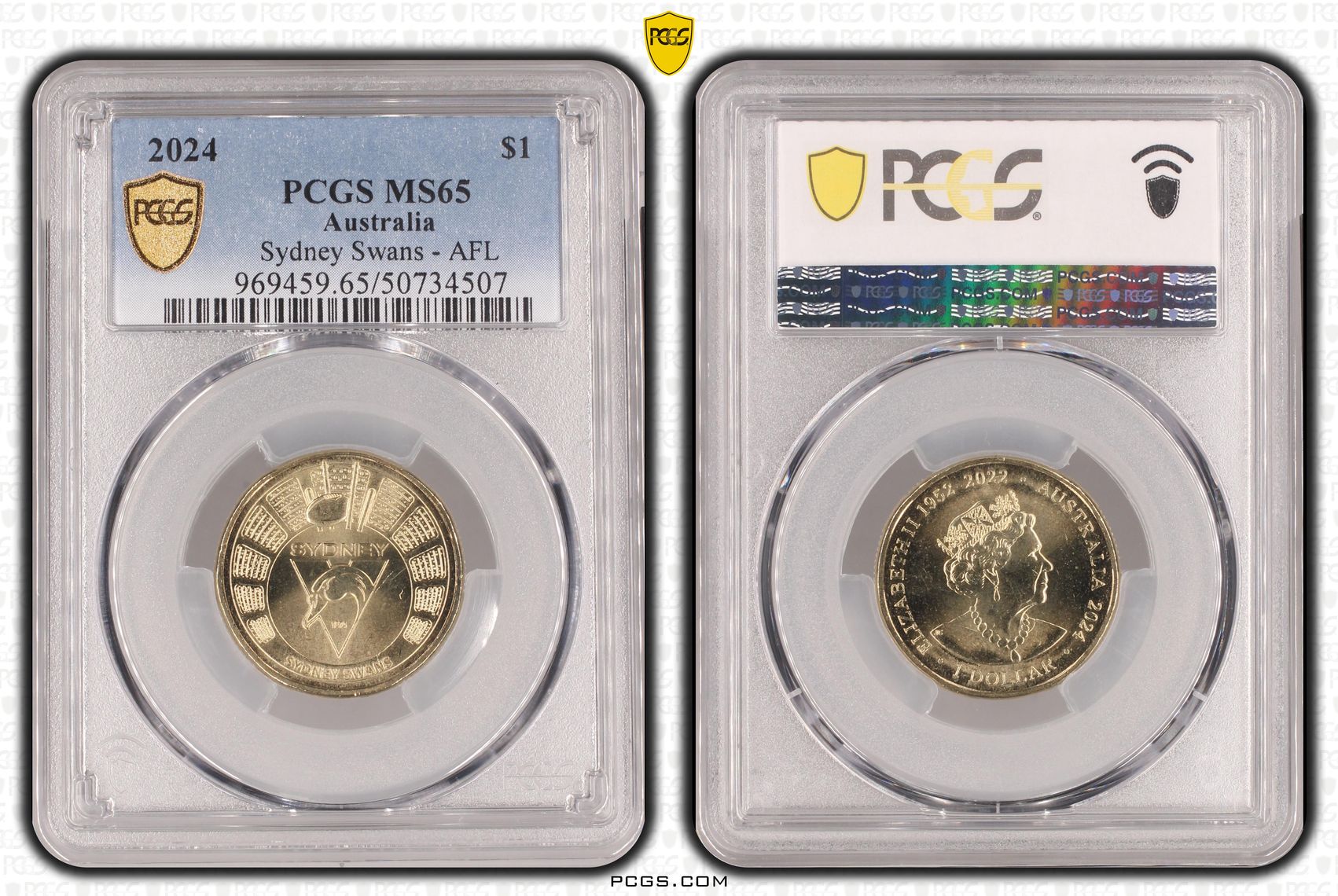 Sydney Swans - AFL POP 2/0, One Dollar, 2024, PCGS MS65