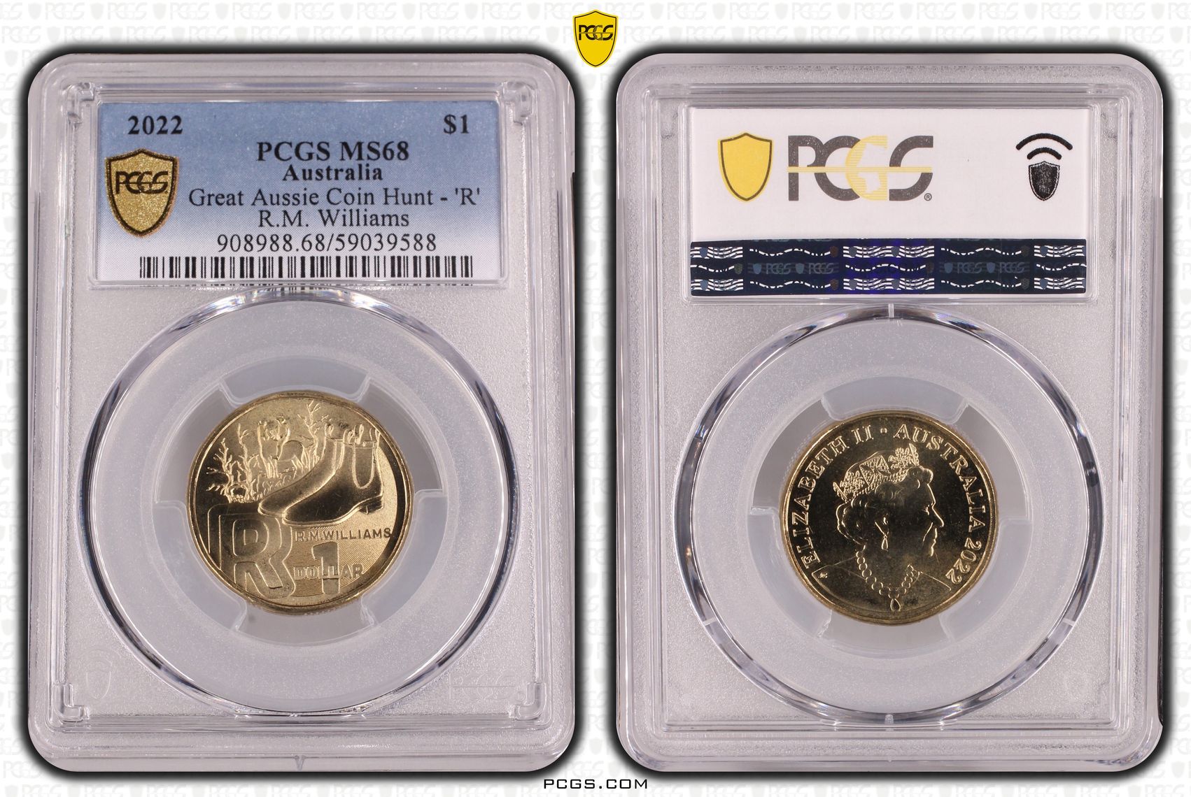 Great Aussie Coin Hunt - 'R', POP 1/0, One Dollar, 2022, PCGS MS68