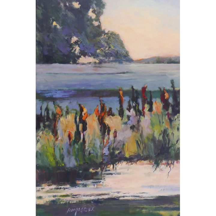 Joan E. Archer (WA) Coastal Scene Oil Painting on Canvas. Unframed. Canvas measures 30x20''.