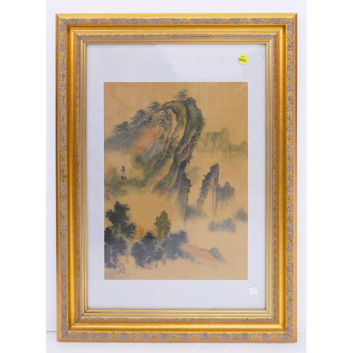 Chinese Framed Mountain Scene- 24x17''