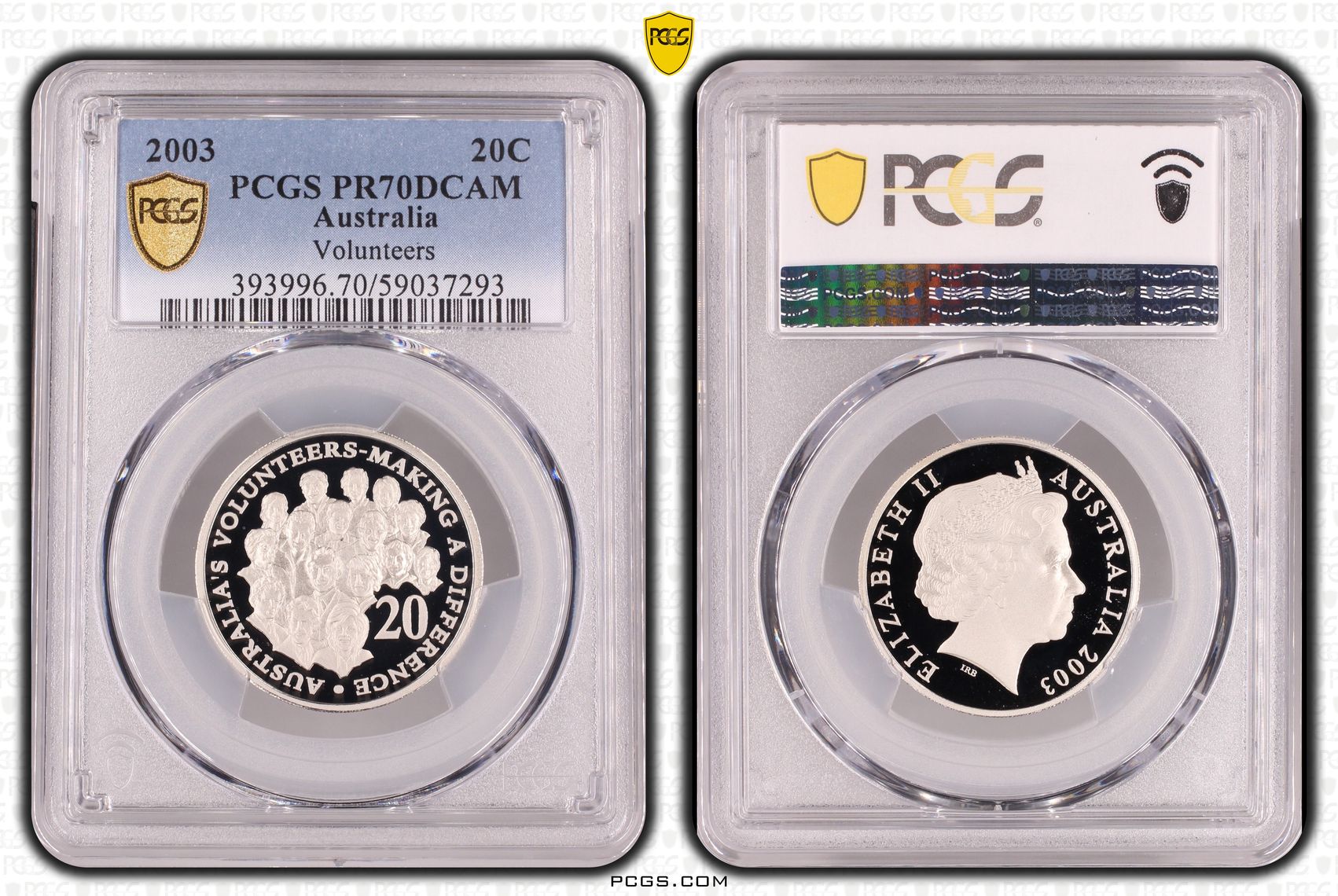Volunteers, Twenty Cent, 2003, PCGS PR70DCAM