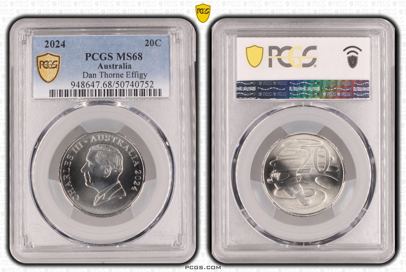 Dan Thorne Effigy , Twenty Cent, 2024, PCGS MS68