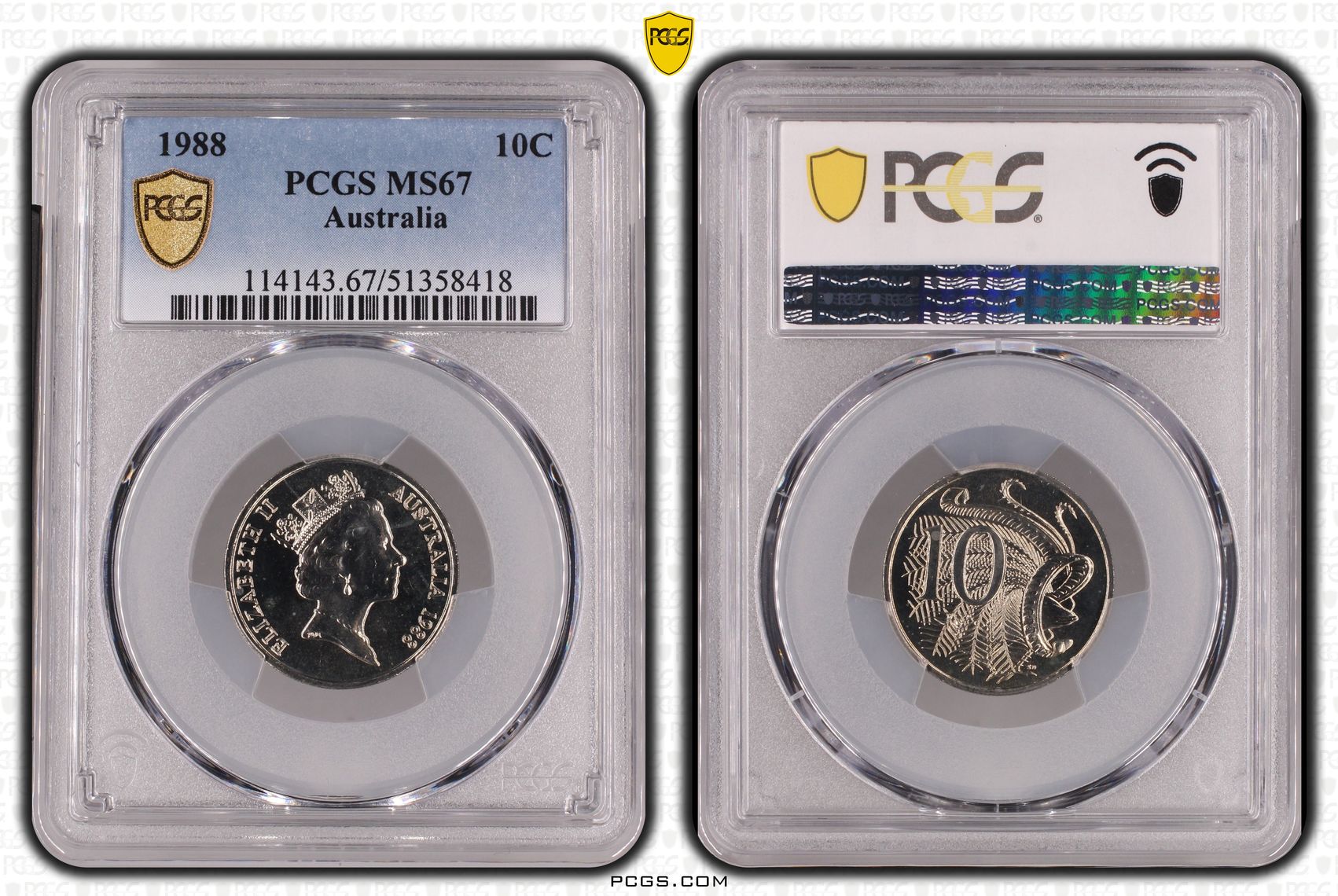 Ten Cent, 1988, PCGS MS67