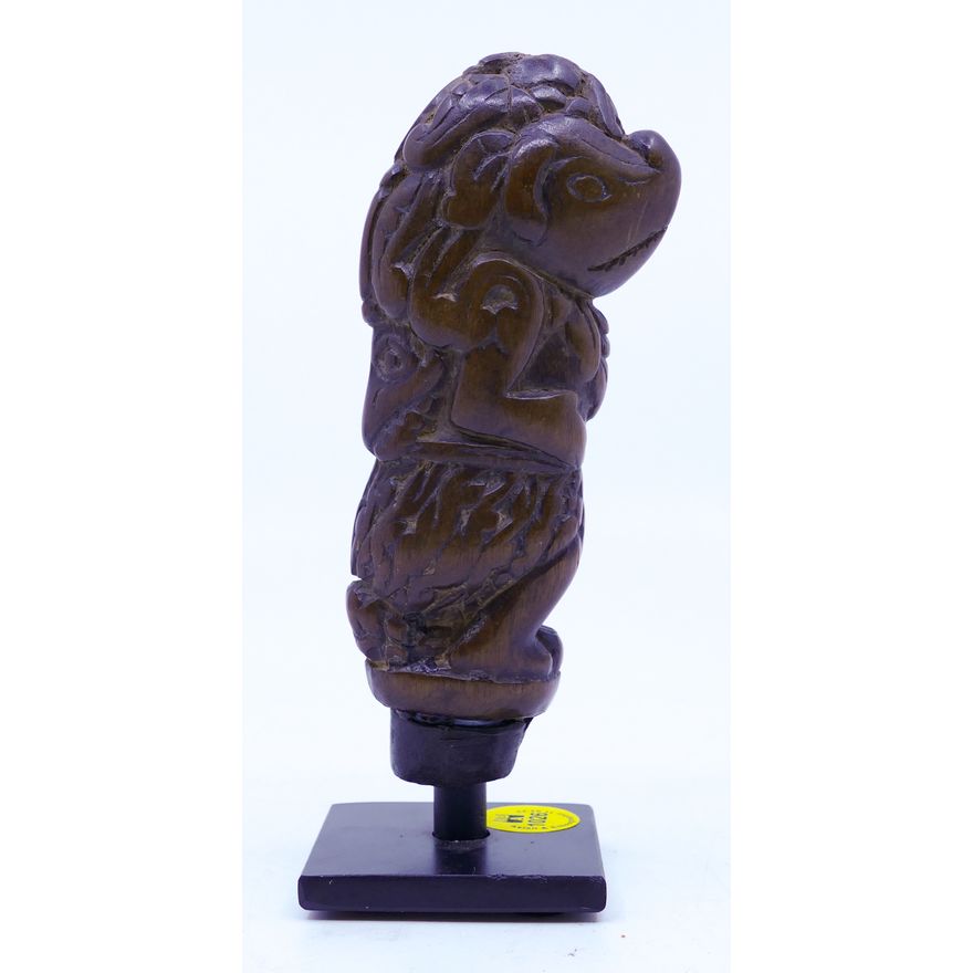 Old Indonesian Kris Carved Wood Handle on Stand 6''