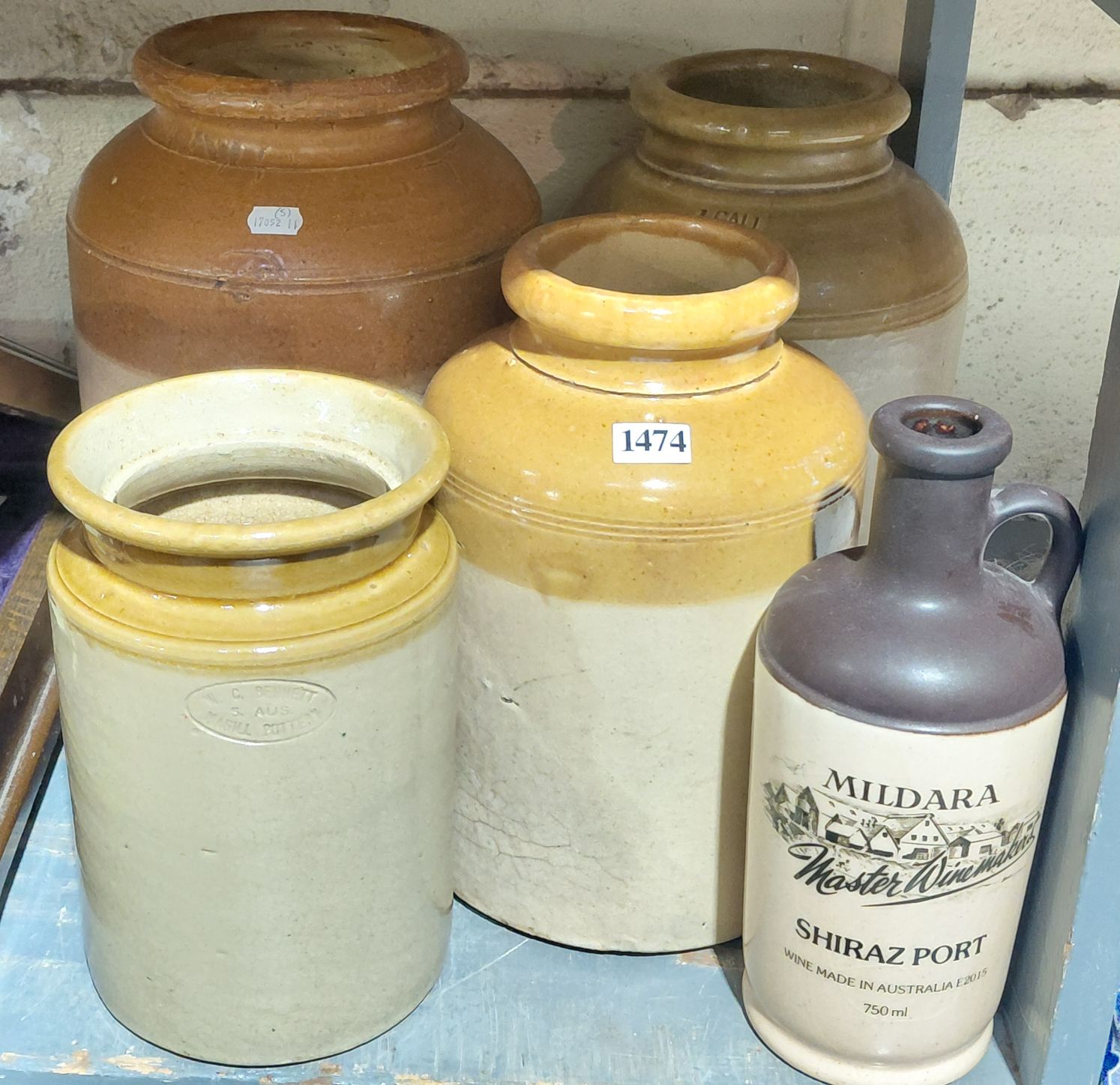 Stoneware Demi Johns And Port Bottle
