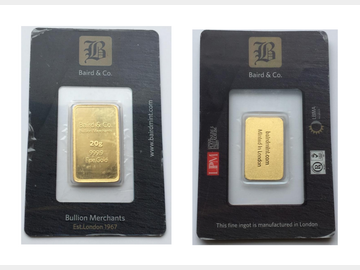 20g (999.9) Gold Bar Baird Sealed