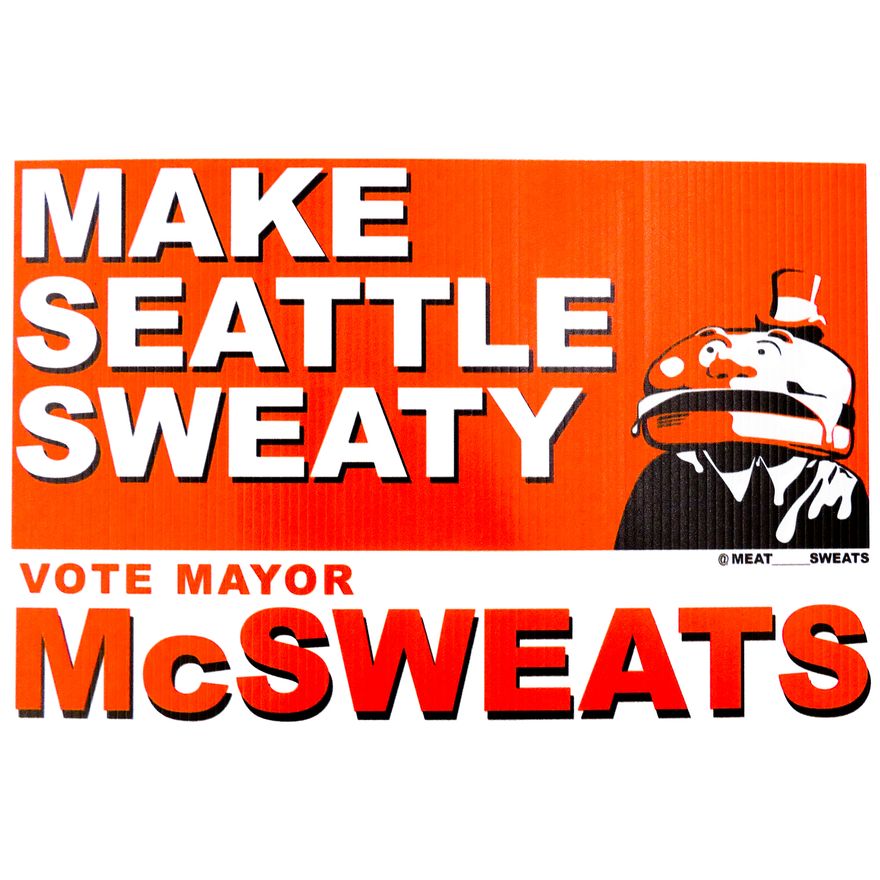 Kelsey Helland Meat Sweats 'Mayor McSweats' Sign