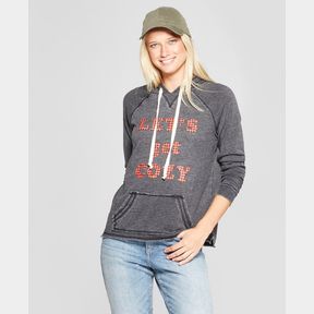 WOMEN'S LET'S GET COZY GRAPHIC HOODIE - GRAYSON THREADS BLACK SZ XSM