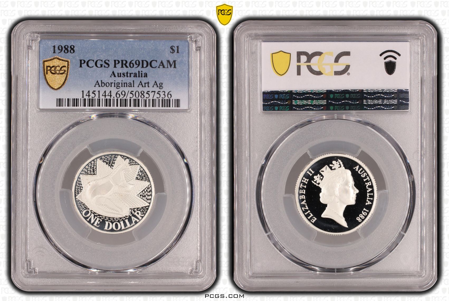 Aboriginal Art Ag, One Dollar, 1988, PCGS PR69DCAM