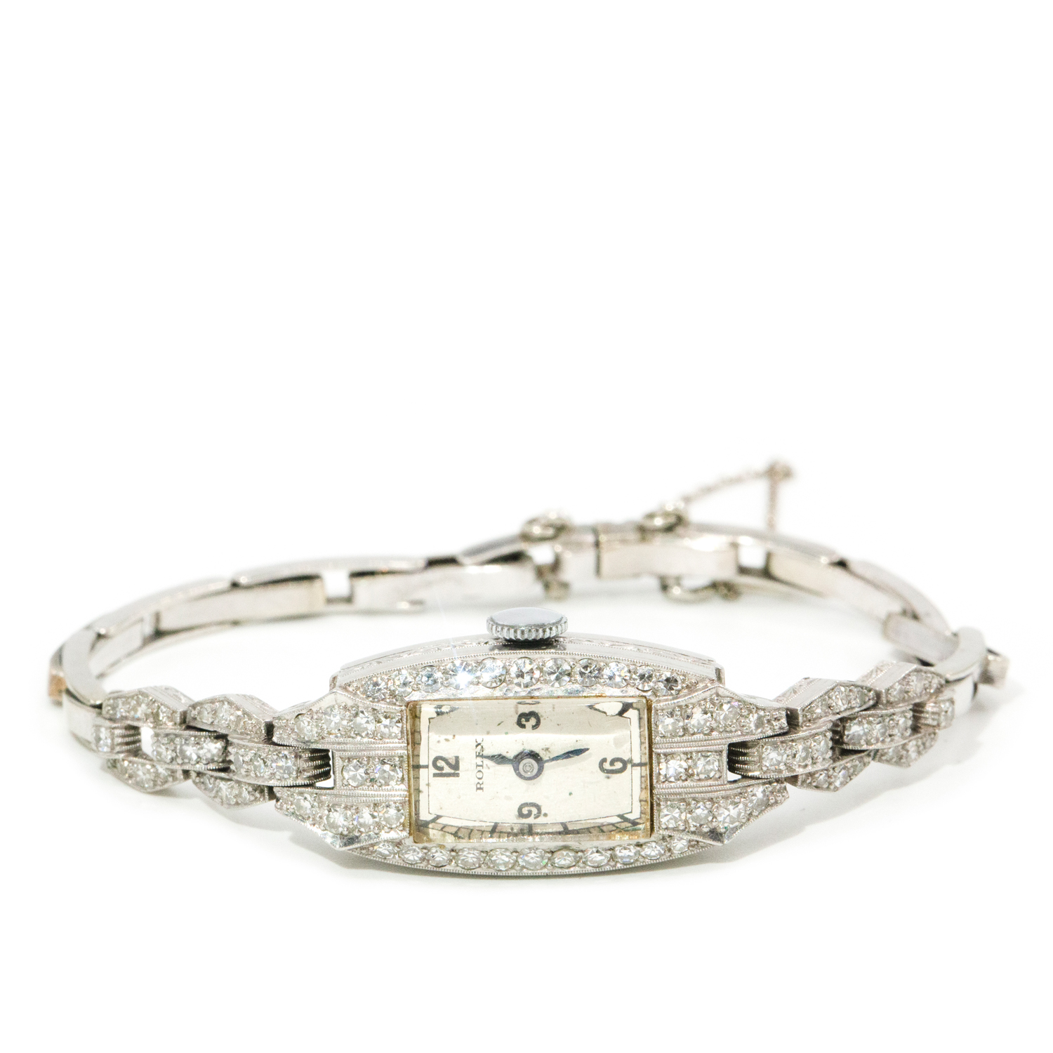 Early Rolex Diamond 9ct Gold & Platinum Mechanical Ladies Watch , Circa 1930s-1940s