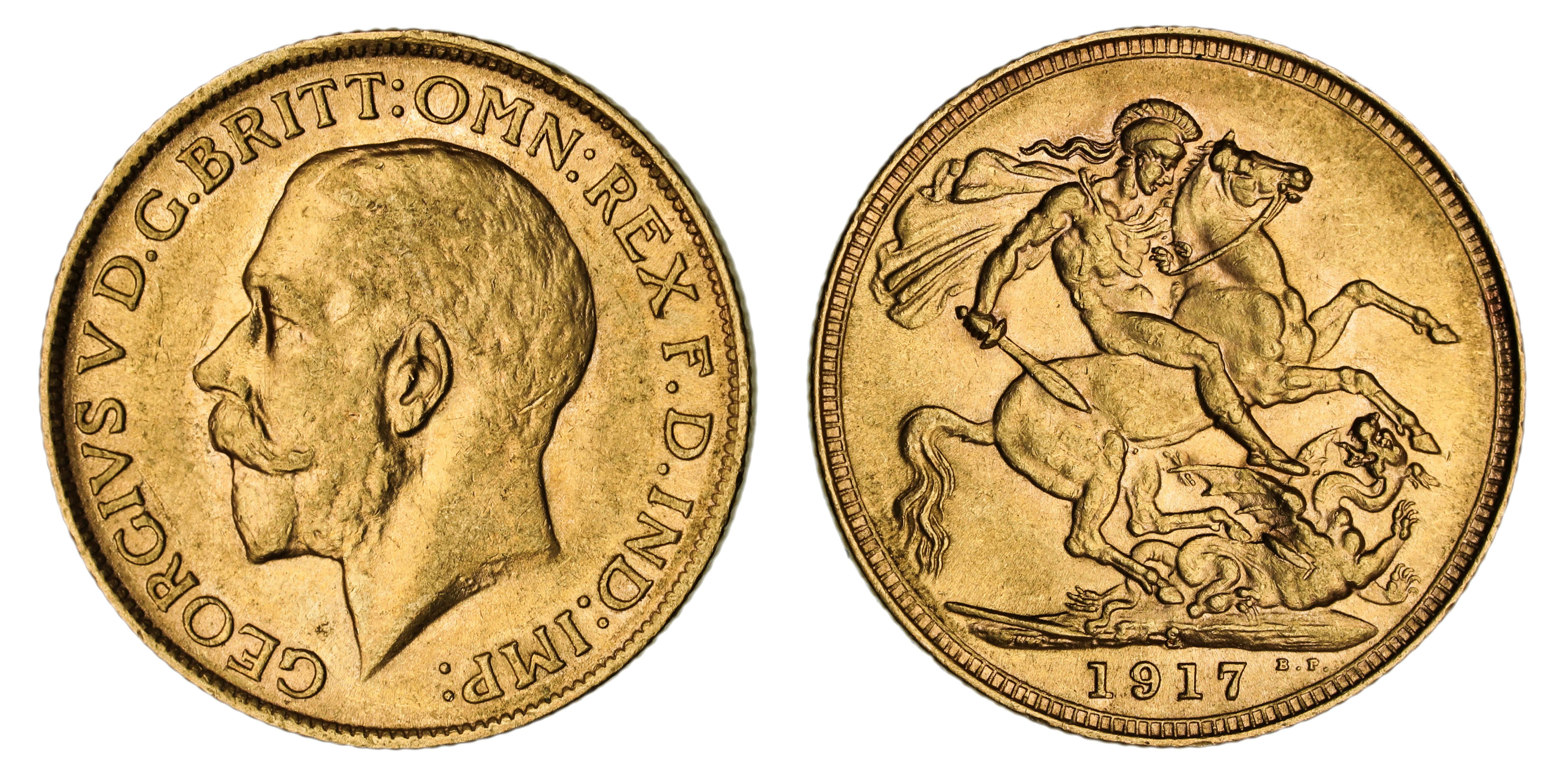 George V, St. George Reverse - Sydney Mint, Sovereign, 1917, EF