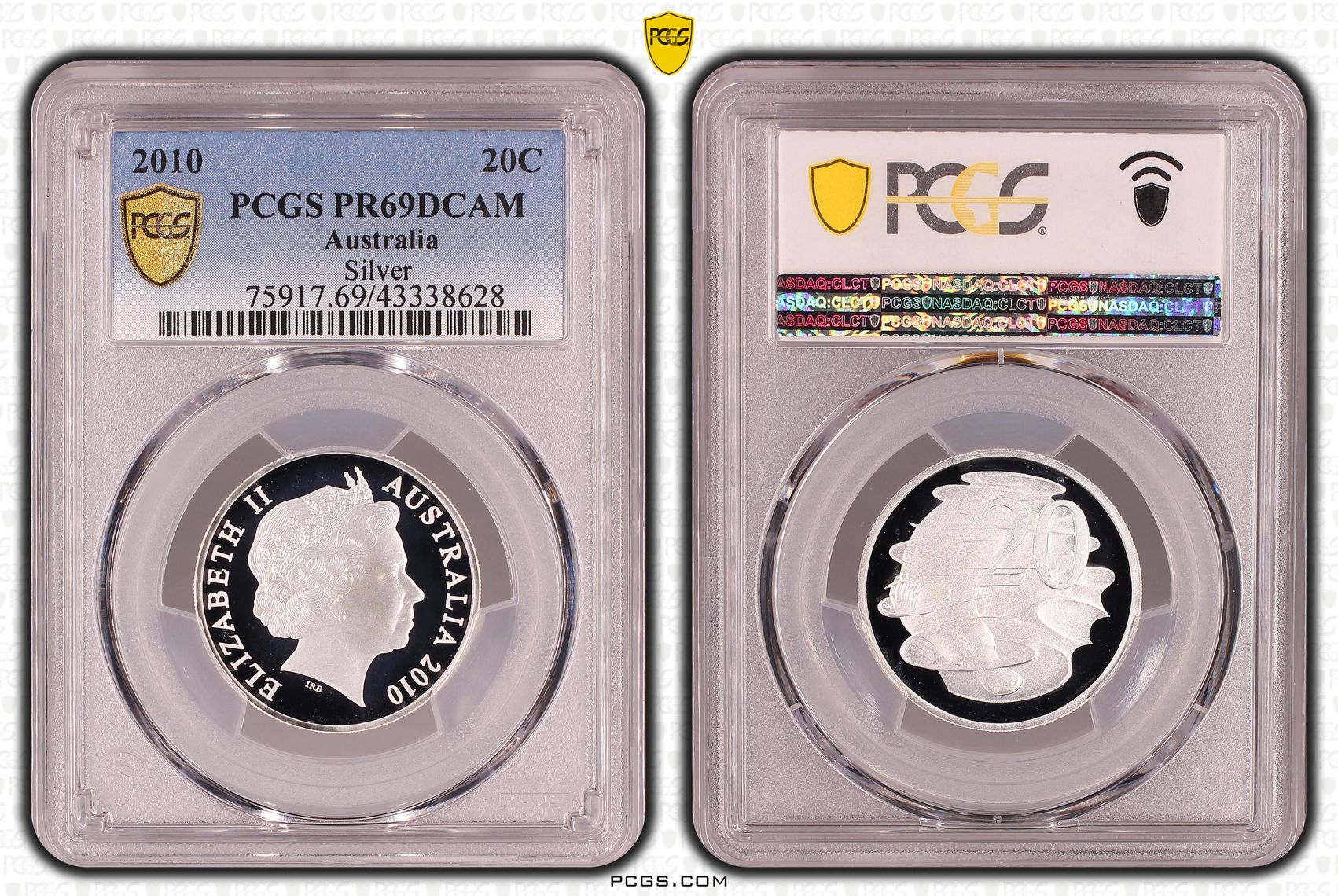 Silver, Twenty Cent, 2010, PCGS PR69DCAM