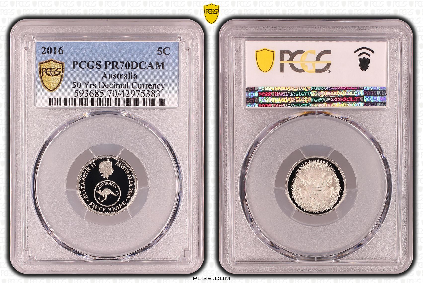 Elizabeth II, 50 Yrs Decimal Currency, Five Cent, PR70DCAM , 2016 PCGS POP - 119/0