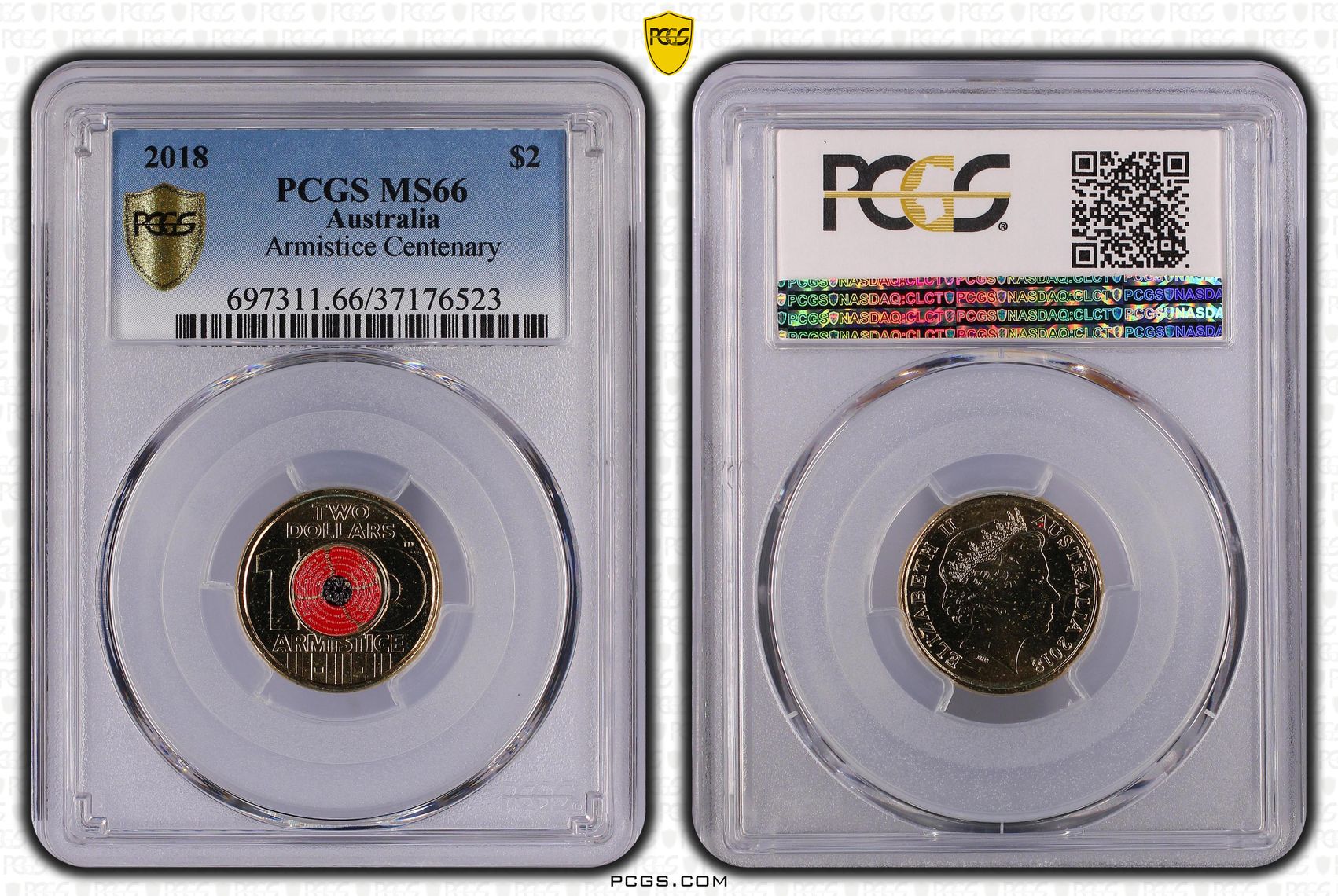 Armistice Centenary, Two Dollar, 2018, PCGS MS66