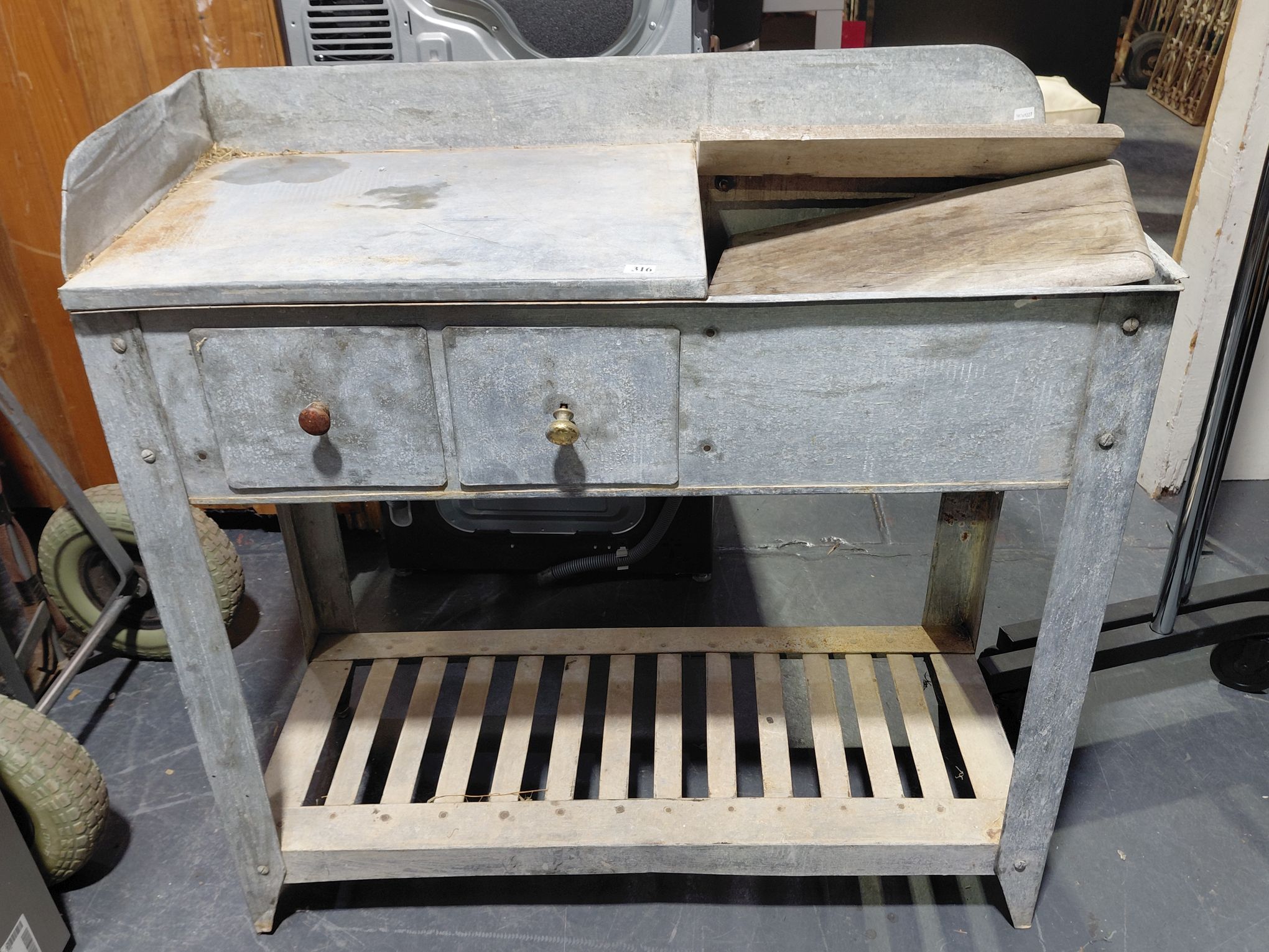 316 · RUSTIC TIN GARDENER'S BENCH