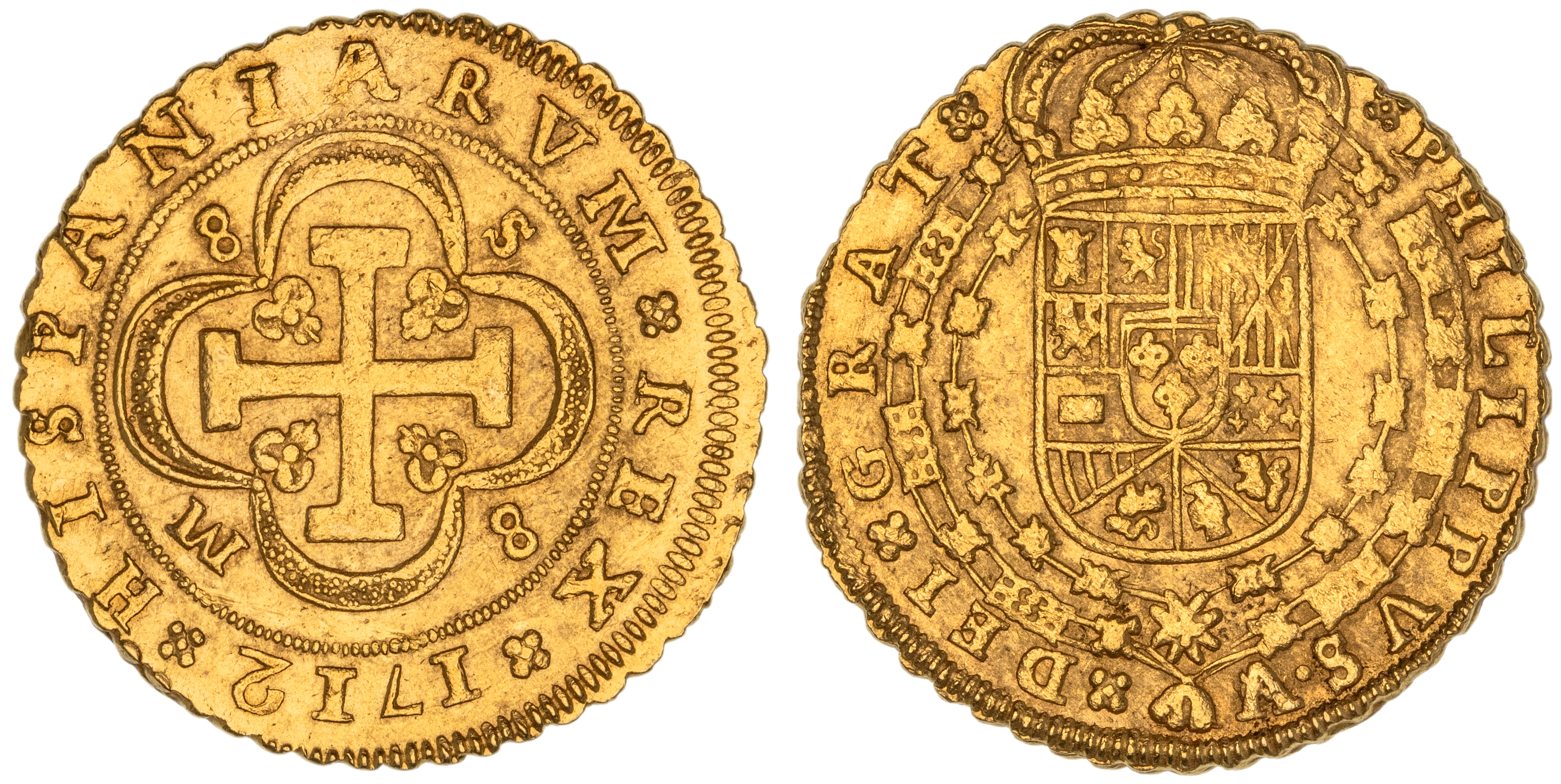 Spain, Eight Escudos, 1712-M, aEF