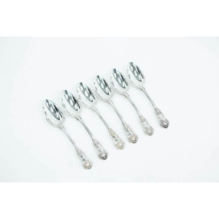 Six Victorian silver Kings pattern teaspoons