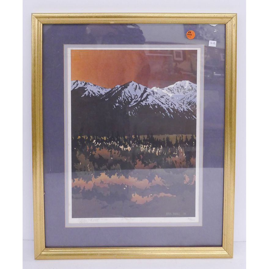 Byron Birdsall S/N Alaska Mountain Print Framed- 21x17''