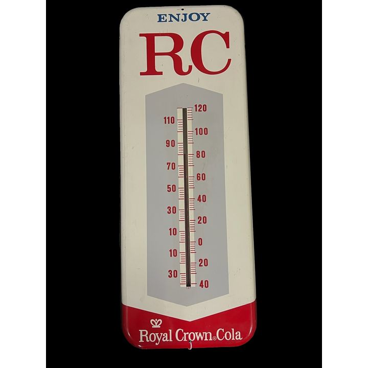 Enjoy RC Royal Crown Cola Tin Metal Soda Thermometer