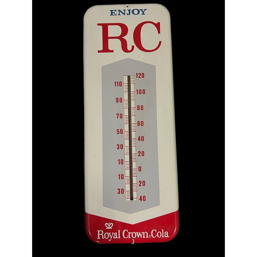 Enjoy RC Royal Crown Cola Tin Metal Soda Thermometer