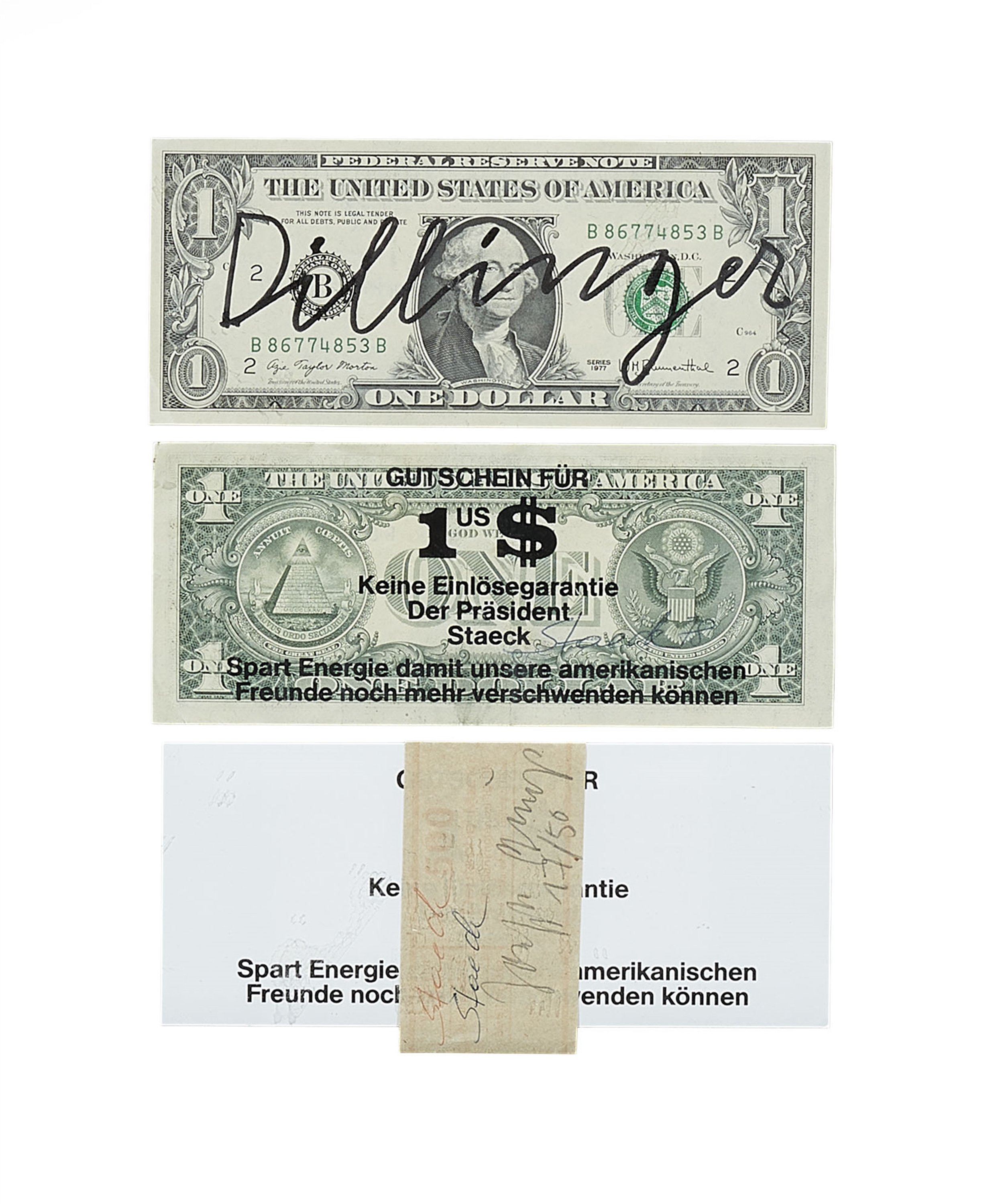 Joseph Beuys Dollarnoten 1978