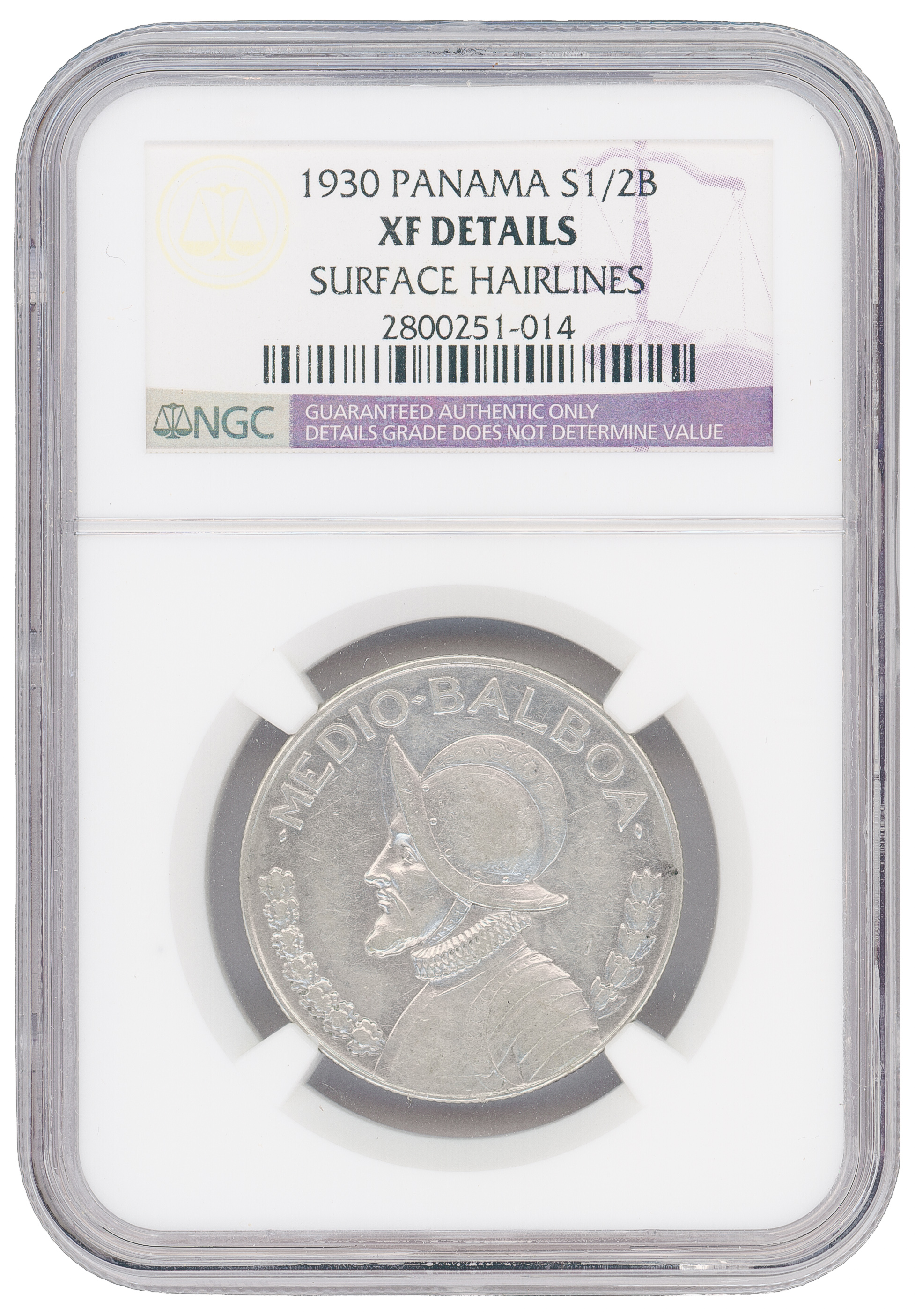 Panama, Half Balboa, 1930, NGC Genuine - XF Details