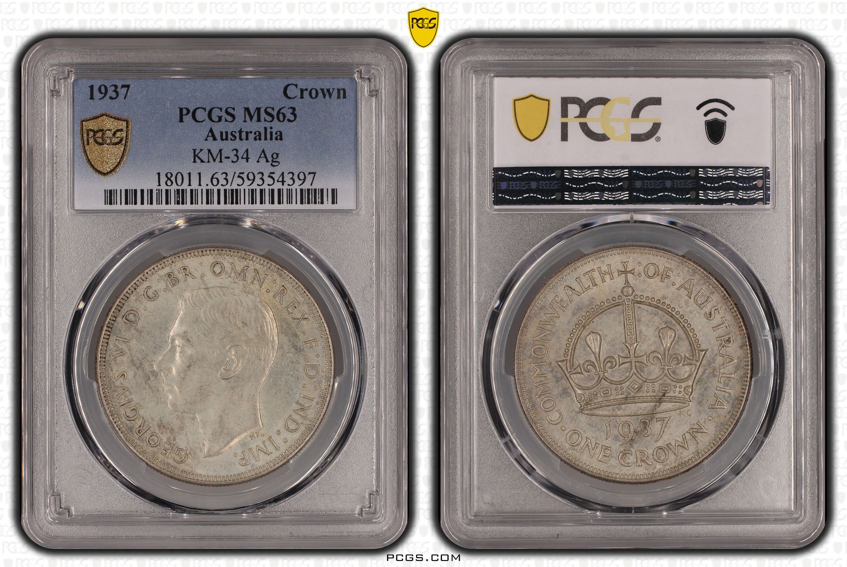 George VI, Crown, 1937, PCGS MS63