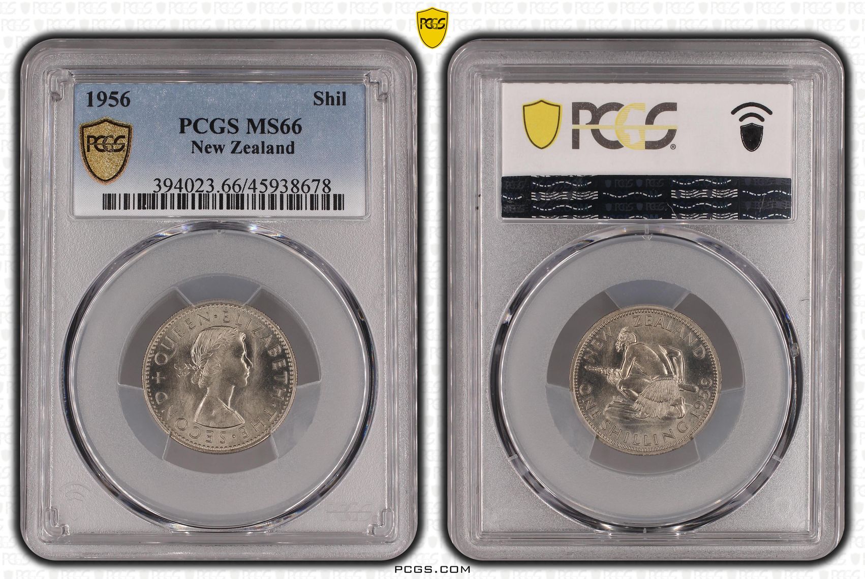 1956 New Zealand Shilling PCGS - MS66 POP 5/0 -678
