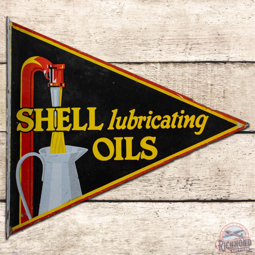 Shell Lubricating Oils DS Porcelain Flange Sign w/ Pitcher