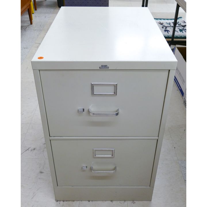 Vintage Off White Metal 2 Drawer File Cabinet 29''x18''x26.5''