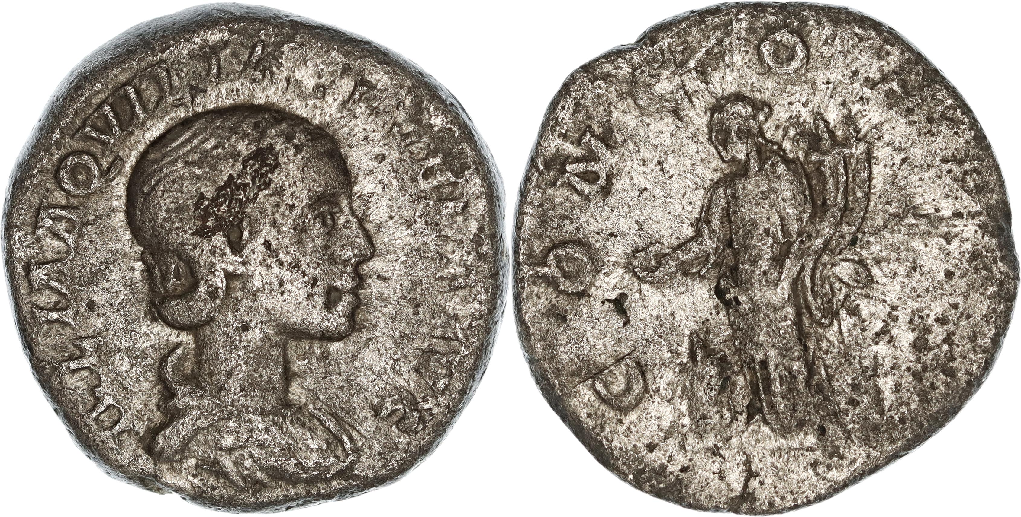 Roman Empire, Aquilia Severa, Silver Denarius, 221 AD, gF