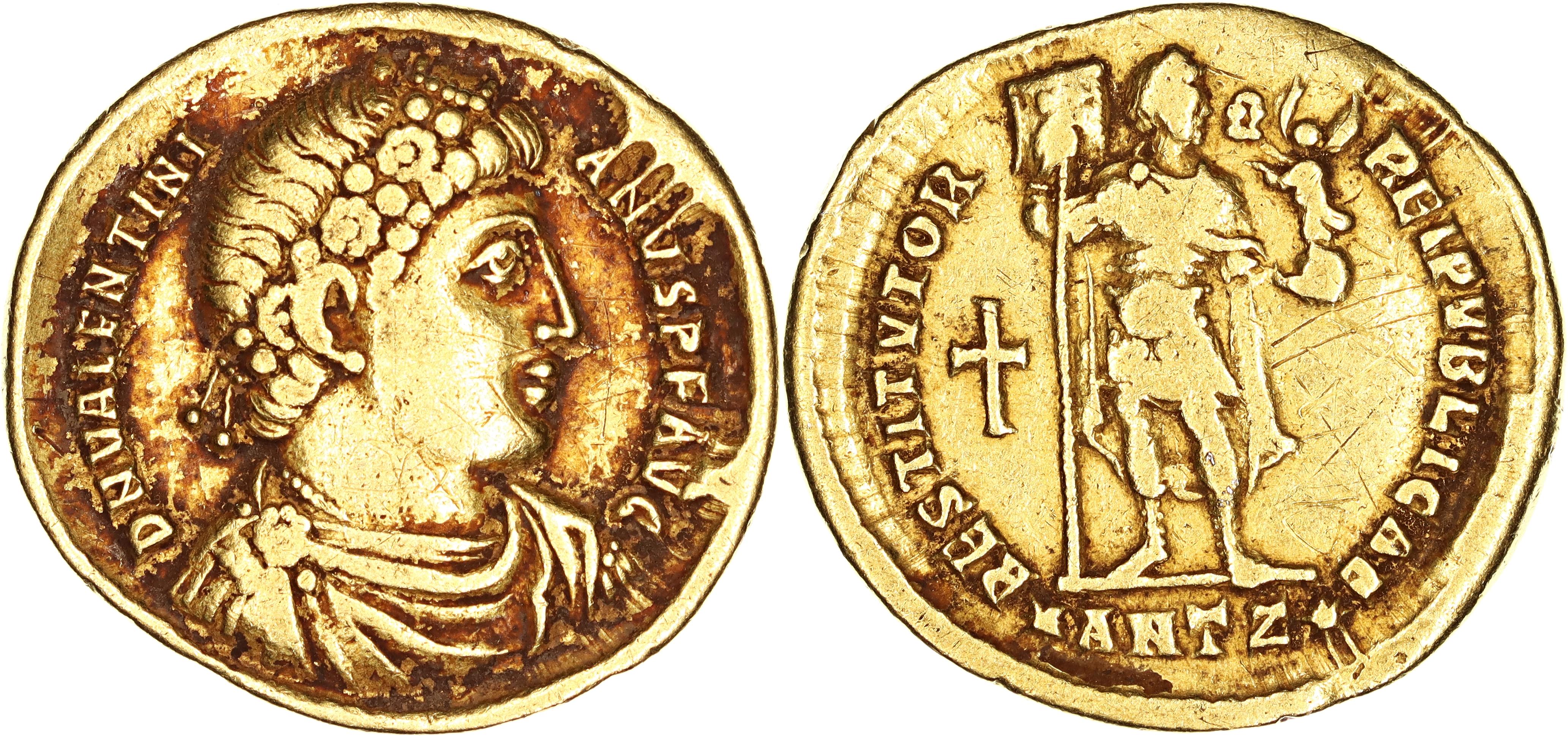 Roman Empire, Valentinian I, Gold Solidus, 364-367 AD, gF-nVF