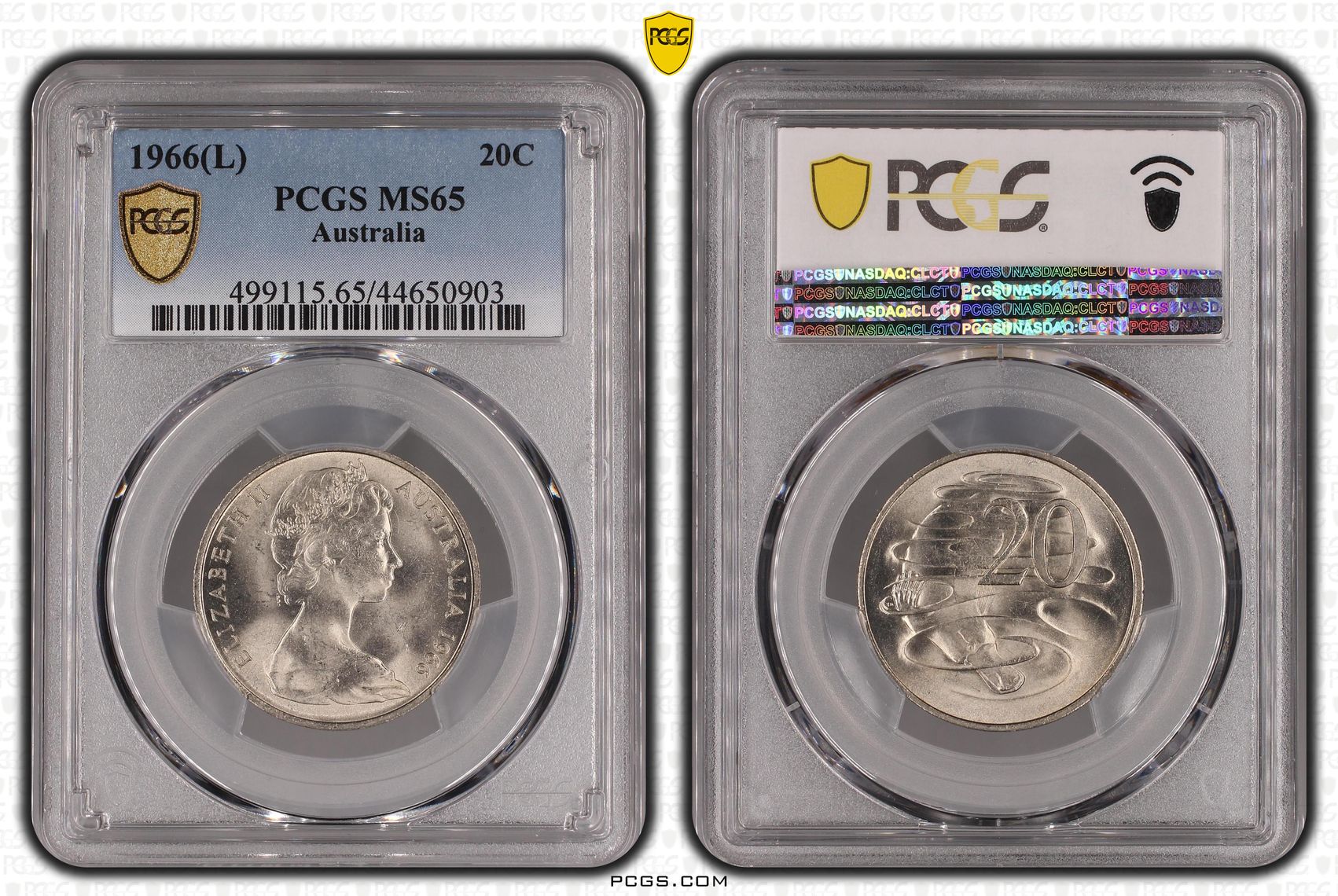 1966(L) Australia Twenty Cent, 20c PCGS - MS65 -903