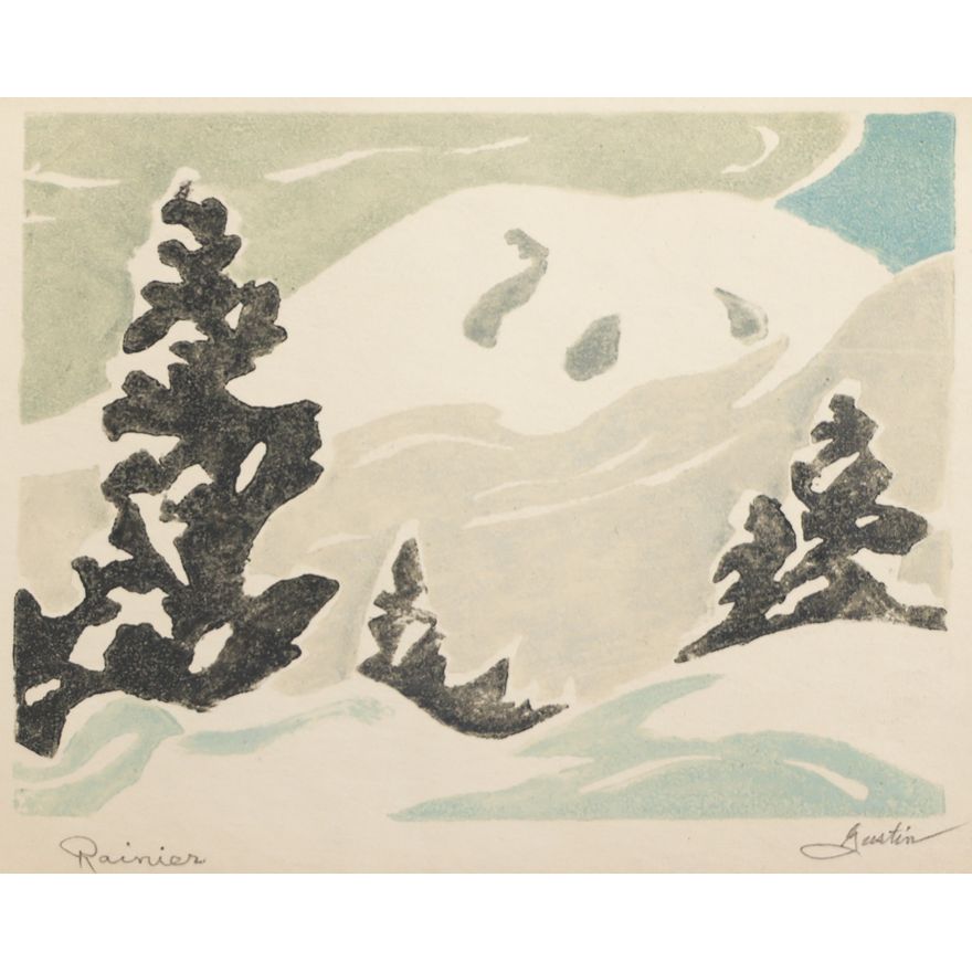 Paul Morgan Gustin ''Rainier'' 1950 Color Woodcut
