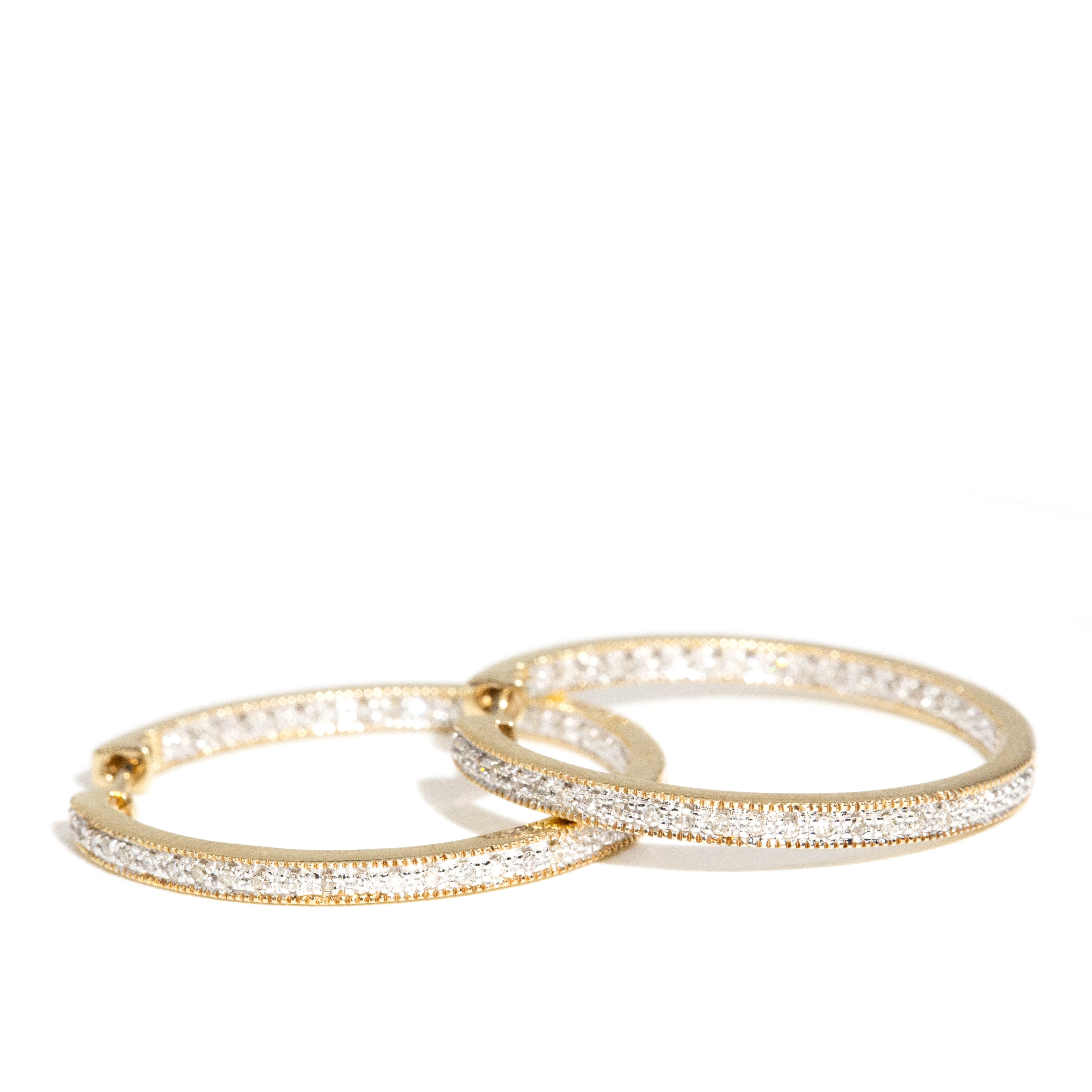 Diamond Set 10ct Hoop Earrings,