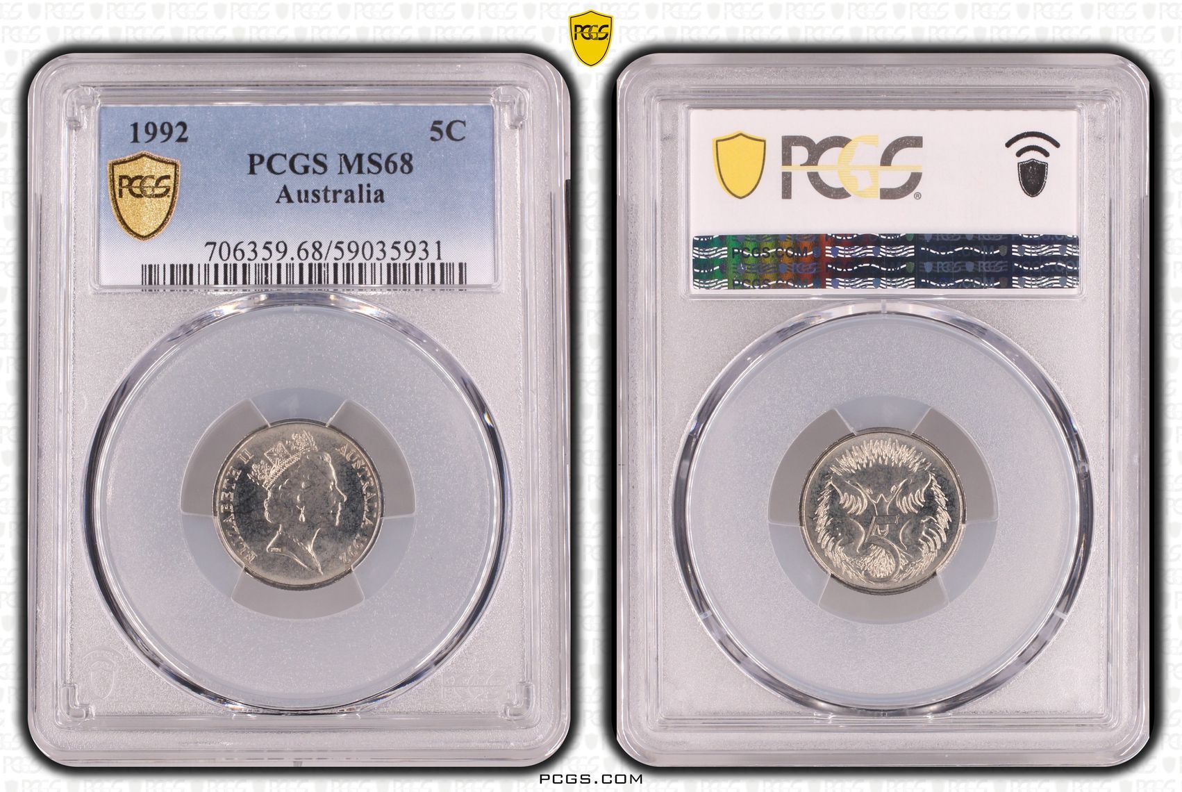 Five Cent, 1992, PCGS MS68