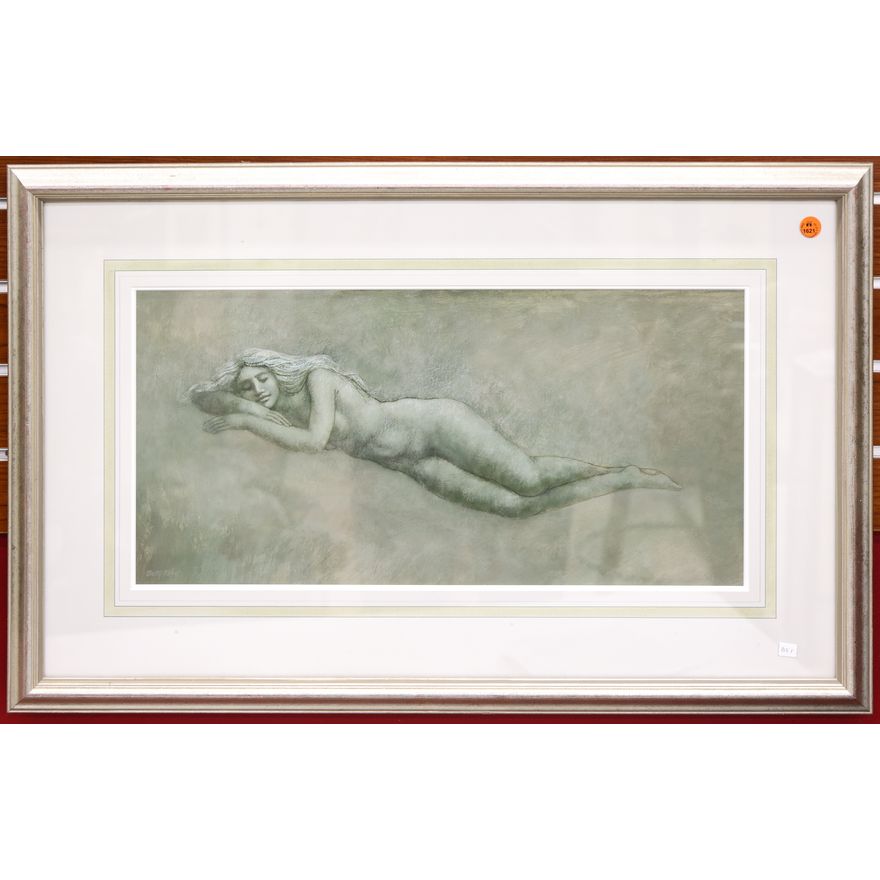 Betty Frost ''Sleeping Nude'' Mixed Media Painting Framed 20''x30''