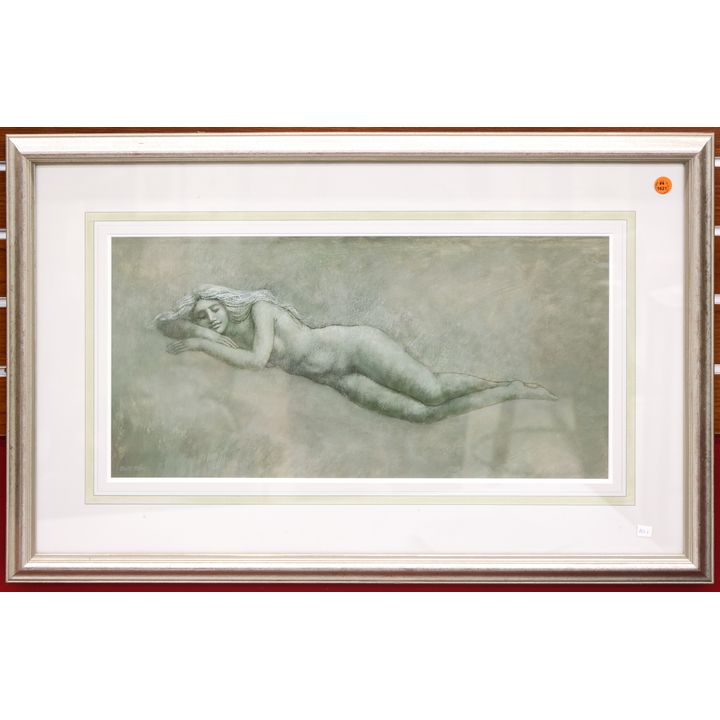 Betty Frost ''Sleeping Nude'' Mixed Media Painting Framed 20''x30''