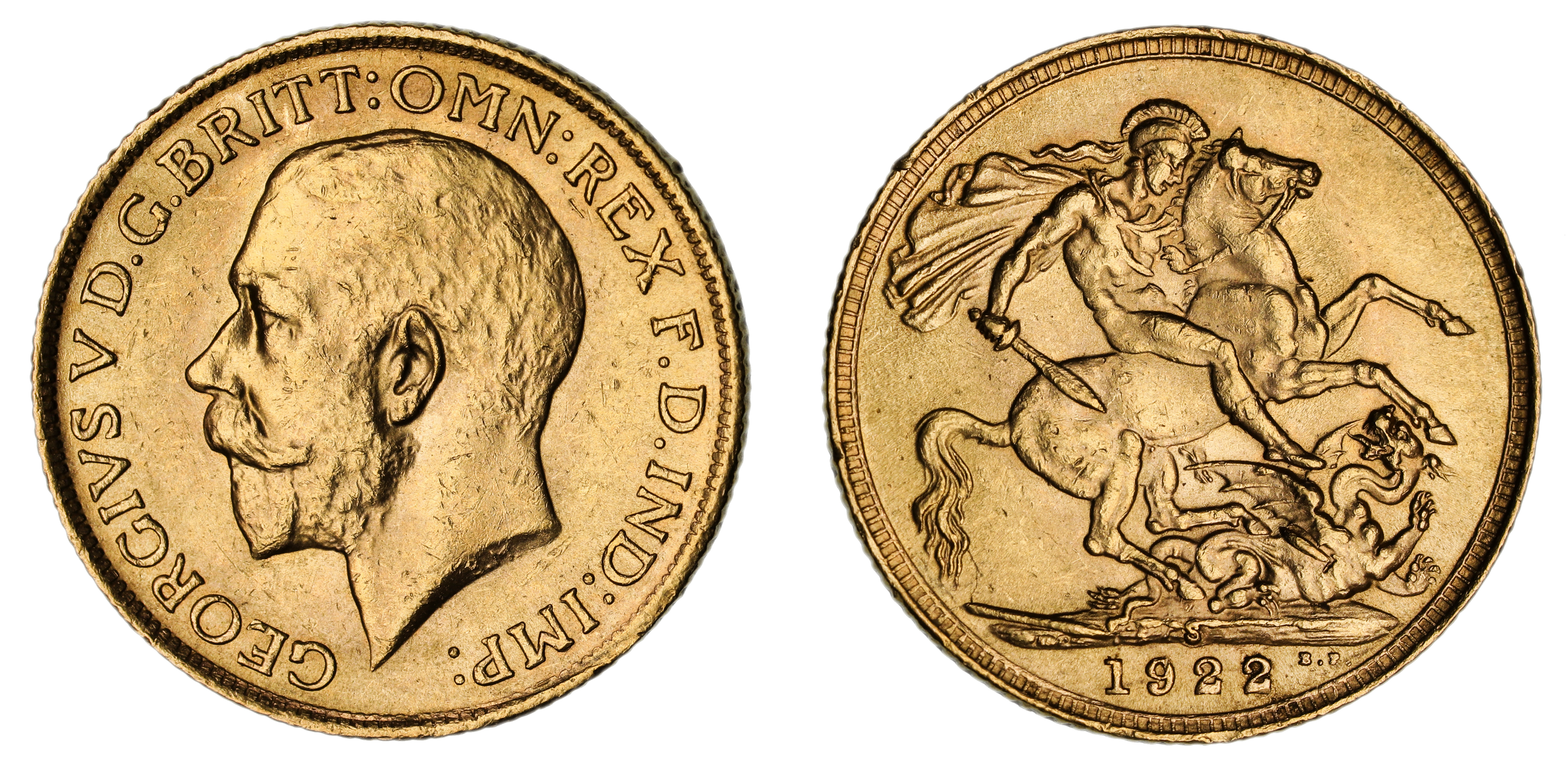 George V, St. George - Sydney Mint, Sovereign, 1922, aUNC