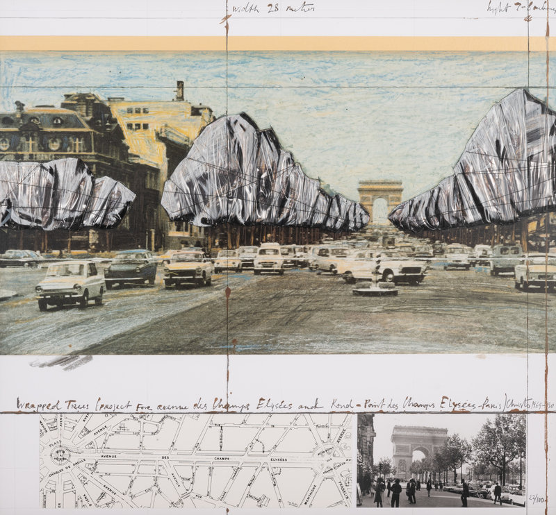 Christo
(Bulgarian, 1935-2020)
Wrapped Trees, Project for the Avenue des Champs-Elysees, Paris, 1992