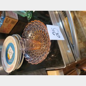 Pink Depression bubble glass bowl and juice glass