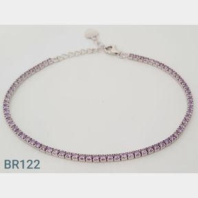 STERLING SILVER PURPLE COLOUR CZ TENNIS BRACELET - 51543/272
