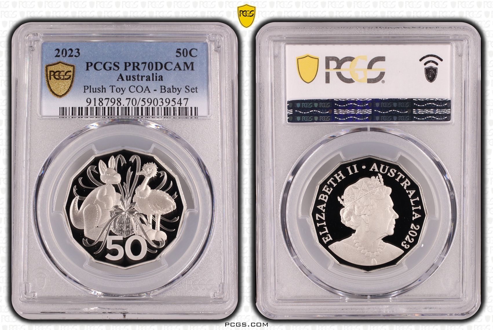 Plush Toy COA - Baby Set, Fifty Cent, 2023, PCGS PR70DCAM